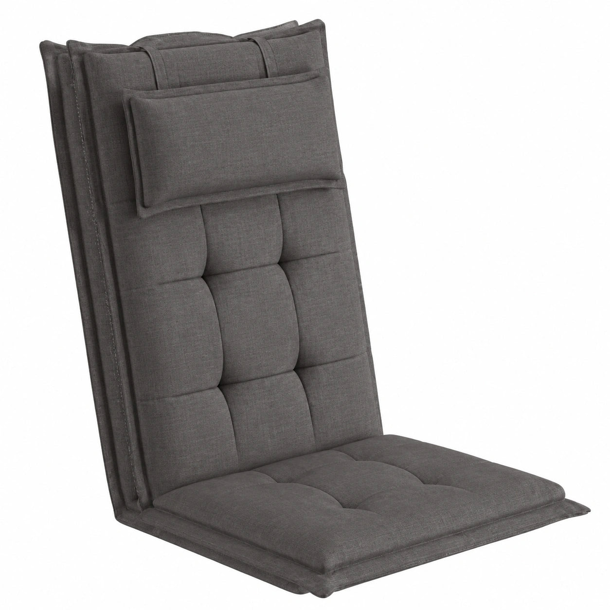sunnypillow 2er Set Outdoor Hochlehner Kissen, 120x50x9 cm, mit abnehmbarem Kopfkissen, UV-beständig & wasserabweisend - Anthrazit