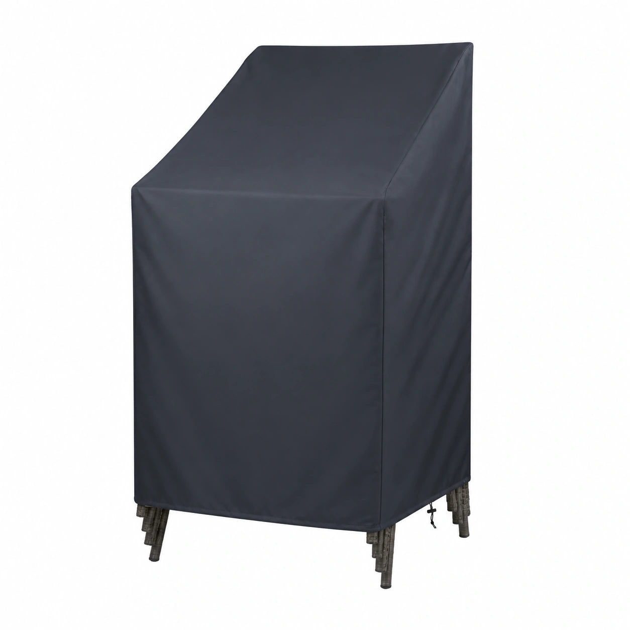 Wetterfeste Schutzhülle für Stapelstühle, wasserdicht und UV-beständig, 65x65x80/120cm, mit Kordelzug – Grau