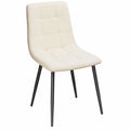 EUGAD 4er Set Polsterstühle mit Samt für Esszimmer, Küche & Wohnzimmer, Metallbeine, bis 150 kg, Creme