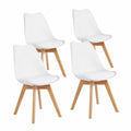 EGGREE 4er Set Esszimmerstühle im skandinavischen Design mit Massivholzbeinen und Kunstleder, Komfort für Esszimmer, Küche, Wohnzimmer, Büro, Weiß
