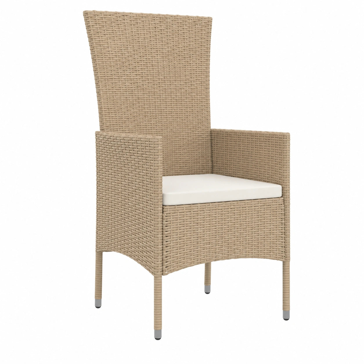 2er Set Gartenstühle mit Kissen, Stahlrahmen, Polyrattan in Beige