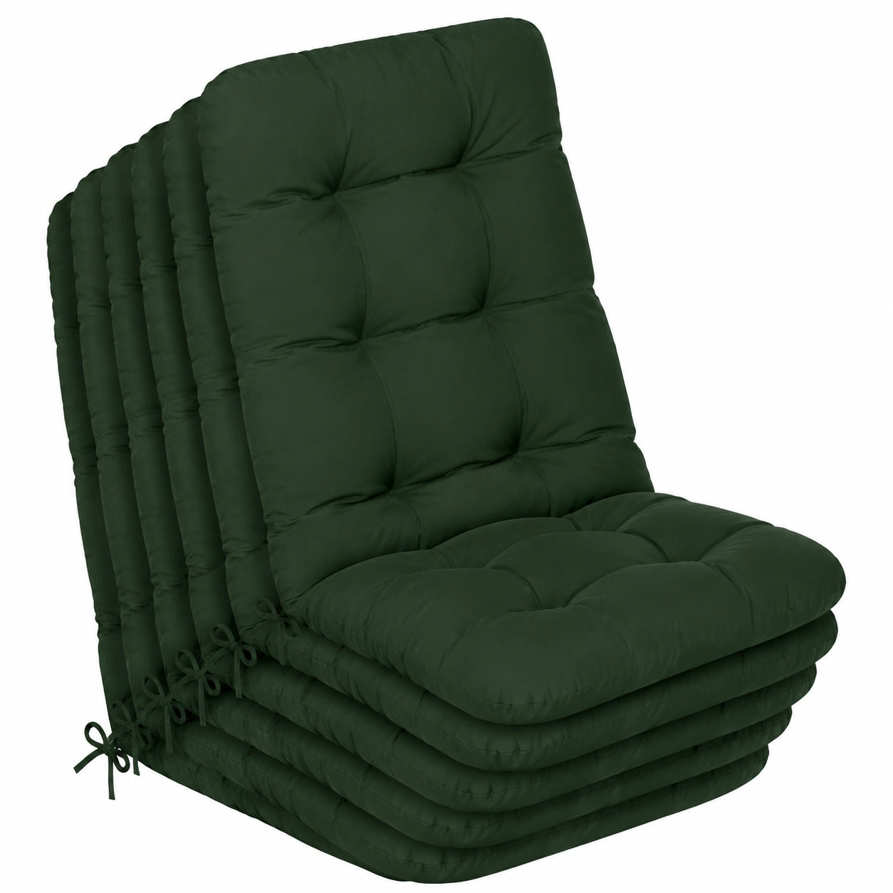 Beautissu Gartenstuhlauflagen Set - Hochlehner Sitzpolster 120x50x8cm, Dunkelgrün