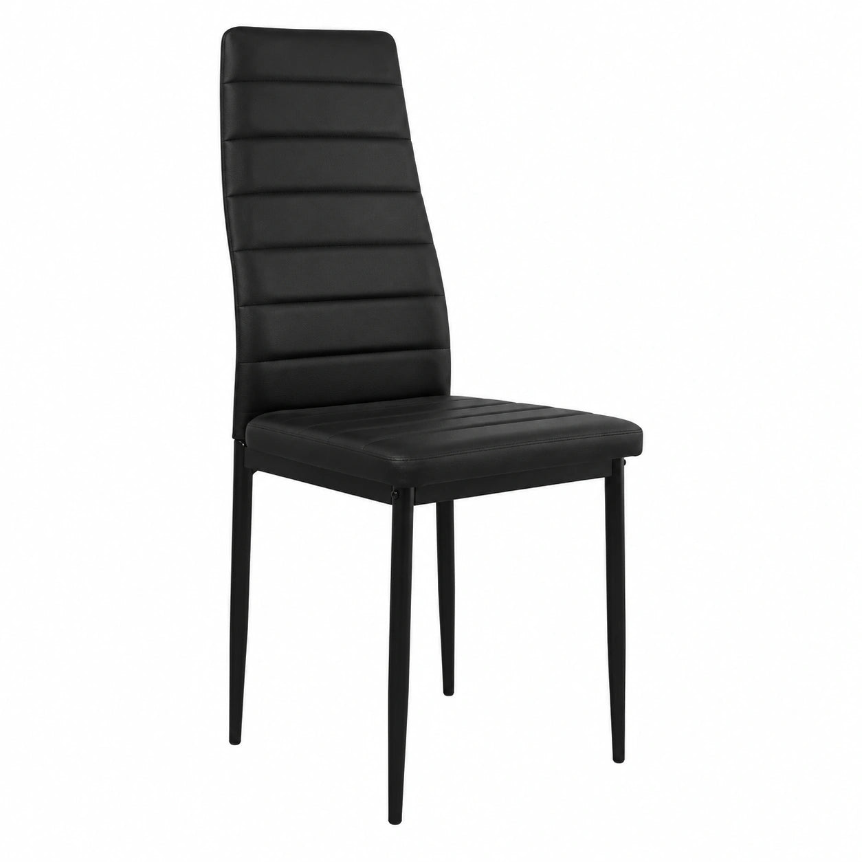 6er Set Esszimmerstühle aus Kunstleder, SGS-zertifiziert, hohe Rückenlehne, wasserabweisend, ideal für Küche oder Esszimmer, Schwarz