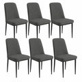 Esszimmerstühle 6er Set, Kunstleder Polster, Metallfüße, Modernes Design, Grau