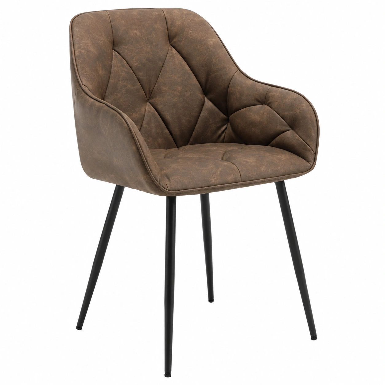 WOLTU Polsterstuhl mit Armlehnen, ergonomisch, Vintage-Kunstleder, Metallbeine, Dunkelbraun, ideal für Ess- und Wohnzimmer