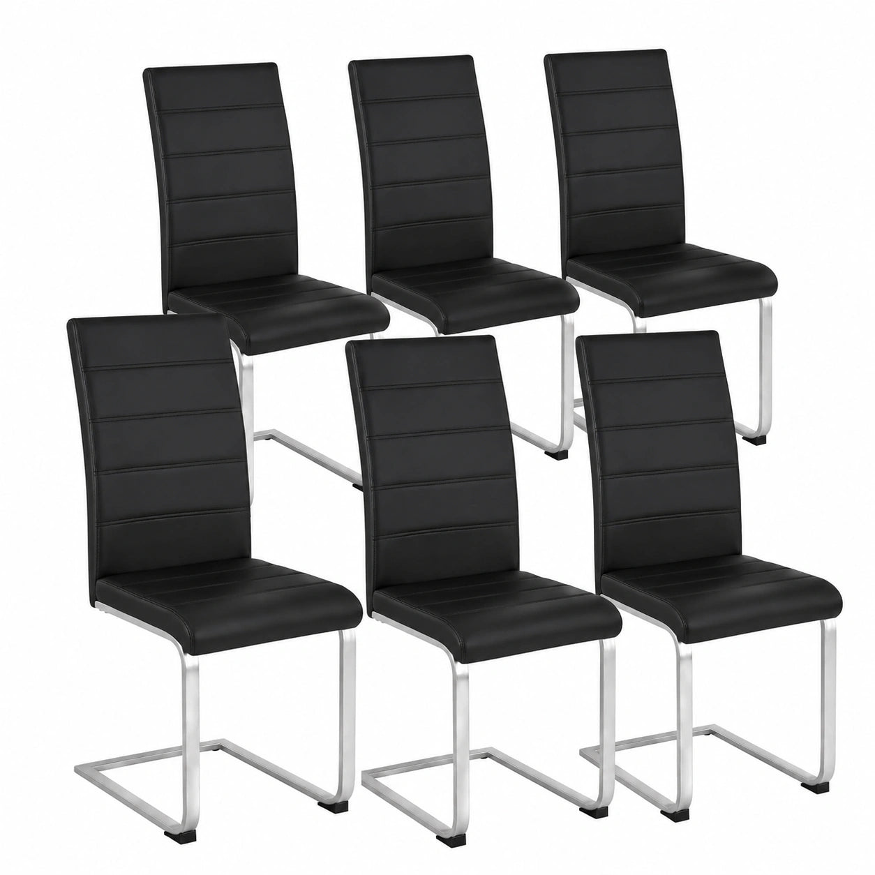 Ergonomische Esszimmerstühle im 8er Set, modernes Design, schwarz