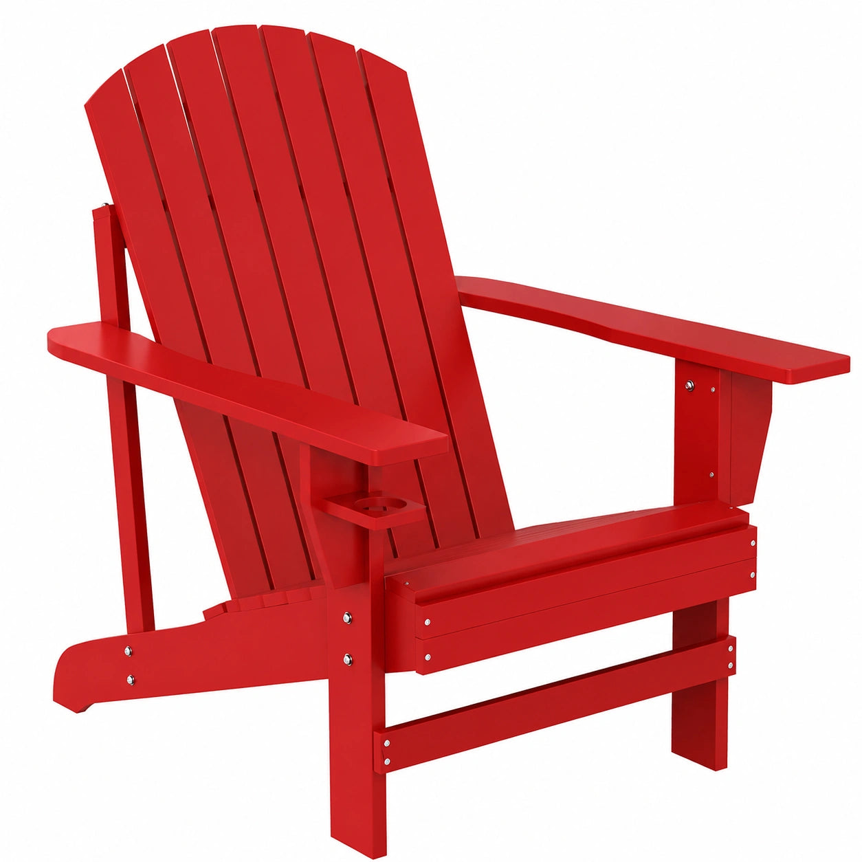 Outsunny Holz-Gartenstuhl mit Getränkehalter, Rot, 72x94x93 cm
