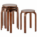 Esszimmerhocker aus Massivholz, 4er Set, stapelbar mit rutschfesten Pads, robuste Hocker für Küche, Klassenzimmer und Zuhause, Braun