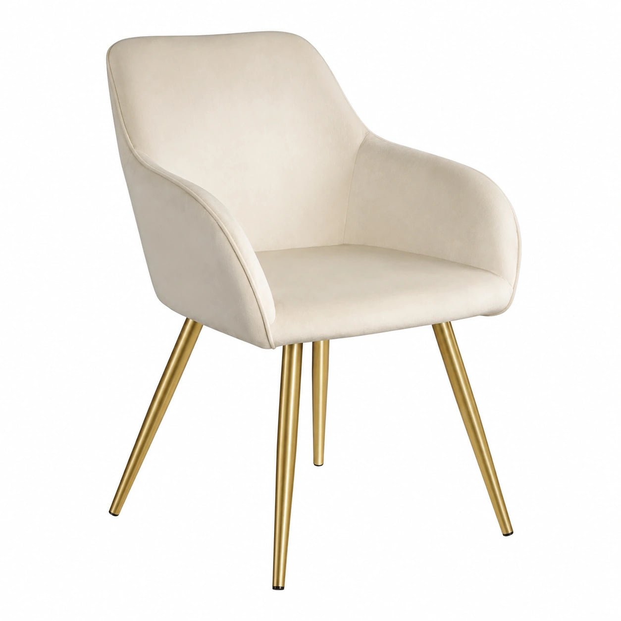 Esszimmerstühle im 2er-Set mit Samtpolsterung und Armlehnen, ergonomisch, für Esszimmer und Wohnzimmer in Creme/Gold