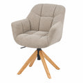 DUBI 2er Set Esszimmerstühle höhenverstellbar, ergonomische Bürostühle 360° drehbar, Taschenfederkern, Eiche, Stoff Greige