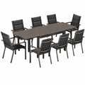Devoko 8-Personen Gartenmöbel Set: 8 Stapelstühle & Erweiterbarer Tisch, Aluminium Balkonmöbel, Braun