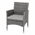 Tectake® Polyrattan Gartenstühle Set, 2er-Set Sessel mit Sitzkissen und Bezug, rostfrei, pflegeleicht, grau/hellgrau
