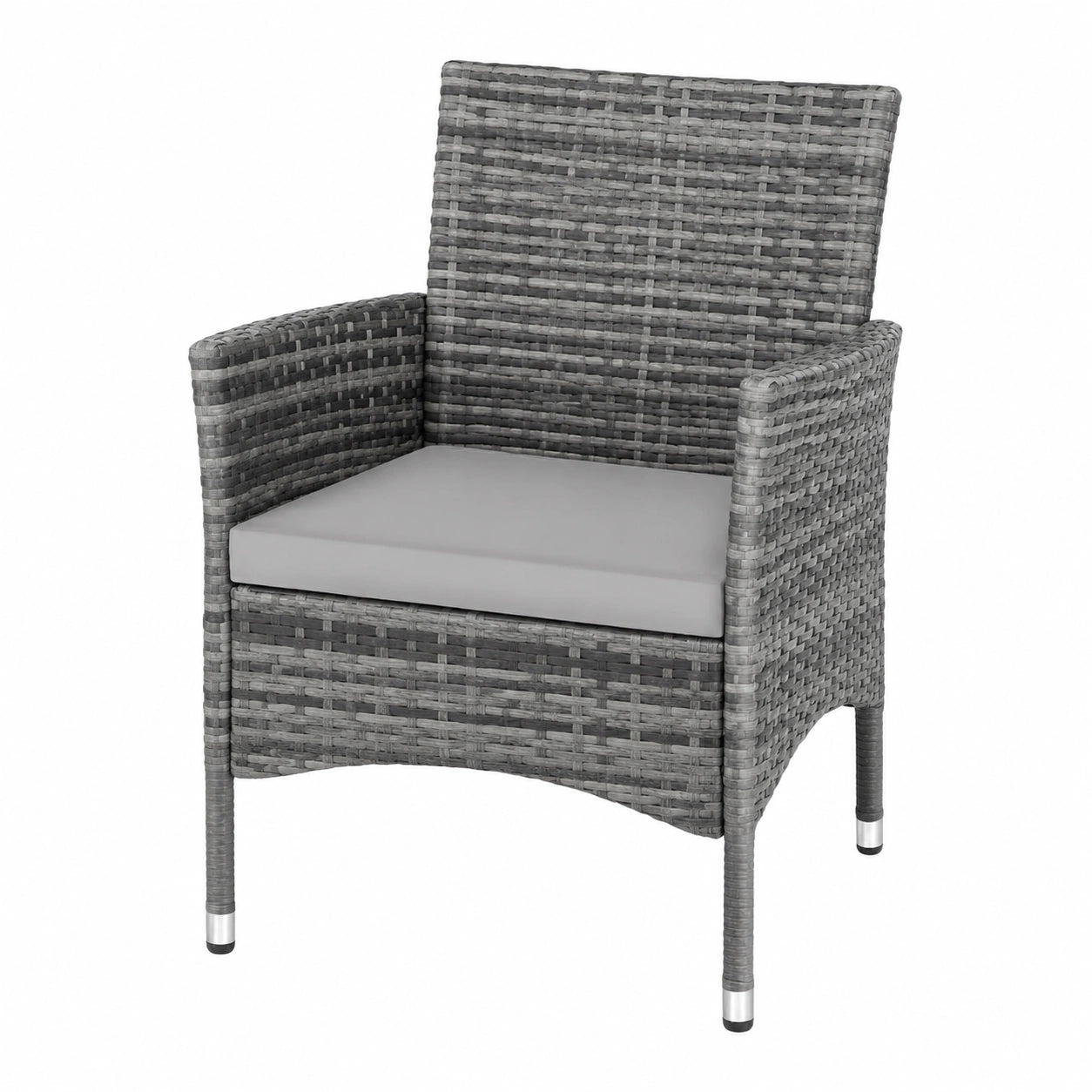 Tectake® Polyrattan Gartenstühle Set, 2er-Set Sessel mit Sitzkissen und Bezug, rostfrei, pflegeleicht, grau/hellgrau