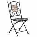 Klappbare Gartenstühle 2er Set Metall Schwarz mit Mosaikmuster Casario