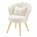 Eleganter Stuhl aus Samt mit Rücken- und Armlehnen für Esszimmer oder Schminktisch, Polstersessel mit Kissen, Weiß