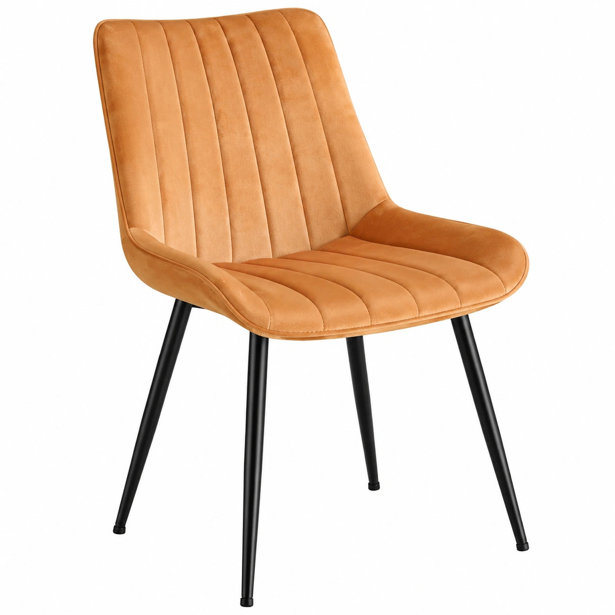 Esszimmerstühle 6er Set, Samtpolster, Belastbar bis 120 kg, Stahlgestell, Ergonomische Rückenlehne, Karamellbraun-Schwarz