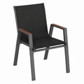 COSTWAY Stapelbare Gartenstühle 4er Set, Terrassenstühle mit Armlehnen, Belastbar bis 180 kg, 56 x 66 x 88 cm, Schwarz