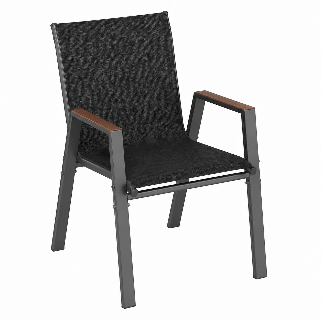 COSTWAY Stapelbare Gartenstühle 4er Set, Terrassenstühle mit Armlehnen, Belastbar bis 180 kg, 56 x 66 x 88 cm, Schwarz