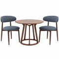 Esszimmerstühle Set aus Stoff mit Holzbeinen, 2 Stück, Blau, für Küche und Restaurant