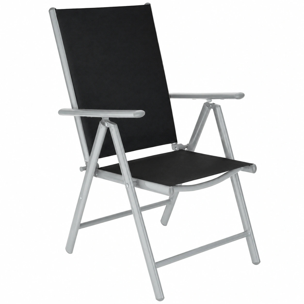 Klapppbarer Aluminium-Gartenstuhl 2er-Set mit 7-facher Lehnenverstellung, ideal für Garten, Balkon und Terrasse, silber