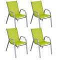 Robuster Kinderstuhl aus Metall für den Garten, 4er Set in Grün