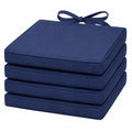Sitzkissen Set 4-teilig 40x45x5cm für Stühle, Rattanstühle - Blau, Innen/Außen mit Bindebändern