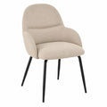 4er-Set Esszimmerstühle mit Armlehnen – Bequeme, ergonomische Polsterstühle mit Leinenbezug und stabilen Metallbeinen für Wohnzimmer und Küche, Beige