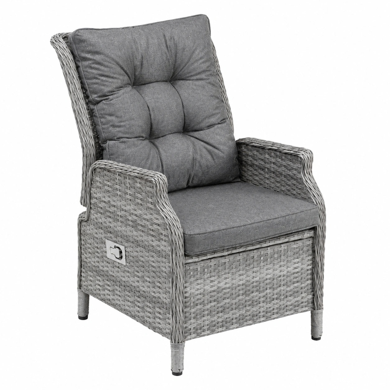 Verstellbarer Rattan-Gartenstuhl im 2er-Set, wetterfeste Outdoor-Sessel für Garten und Balkon