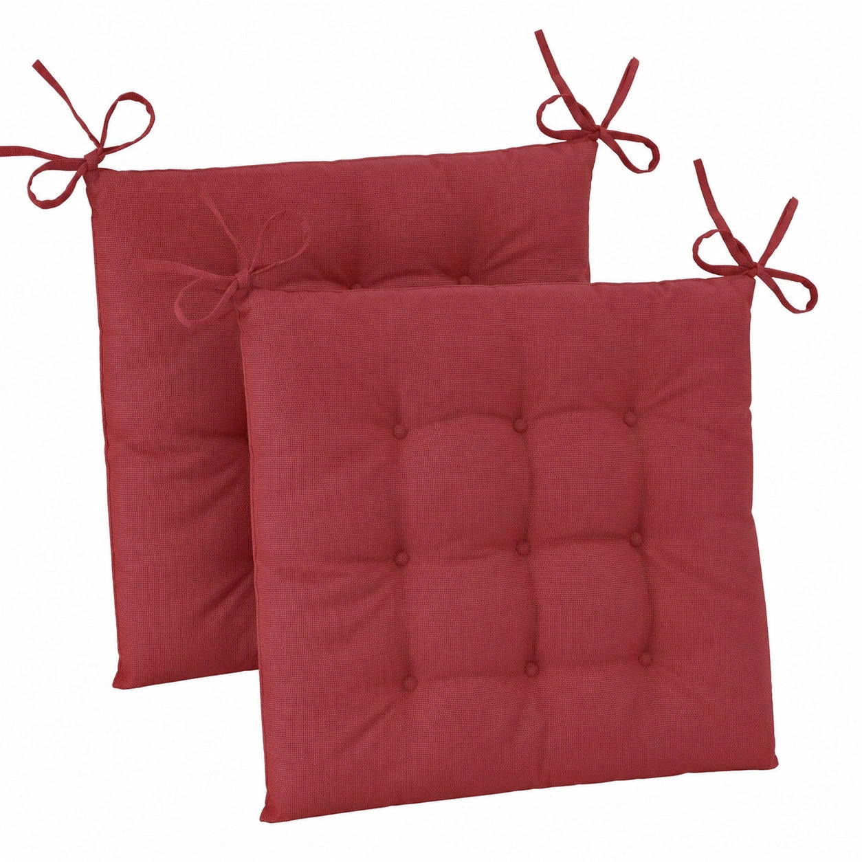Wetterfeste Outdoor-Sitzkissen 2er Set, Wasserabweisend, UV-beständig, 40x40 cm, Rot