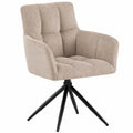 2er Set Esszimmerstühle Jonah, Drehbarer Sessel mit Armlehnen, Modern, Stoff, Belastbar bis 150 kg, Farbe Taupe
