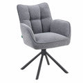 Moderne Esszimmerstühle, 2er Set, drehbar mit hohem Komfort, grauer Stoff, bis 150 kg