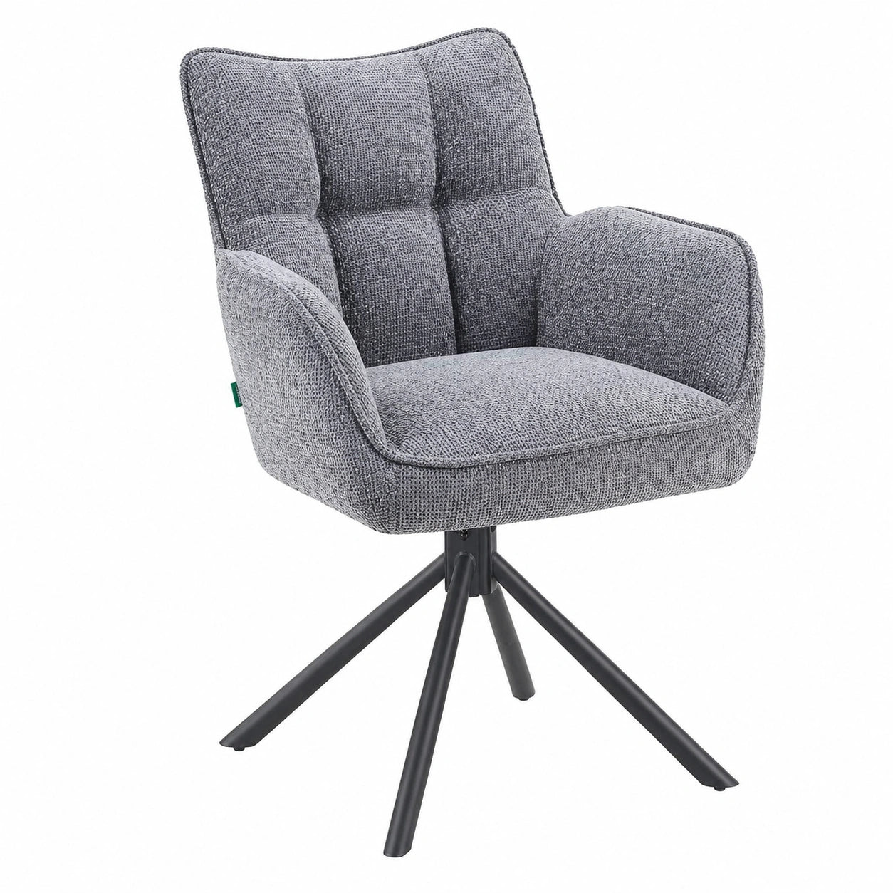 Moderne Esszimmerstühle, 2er Set, drehbar mit hohem Komfort, grauer Stoff, bis 150 kg