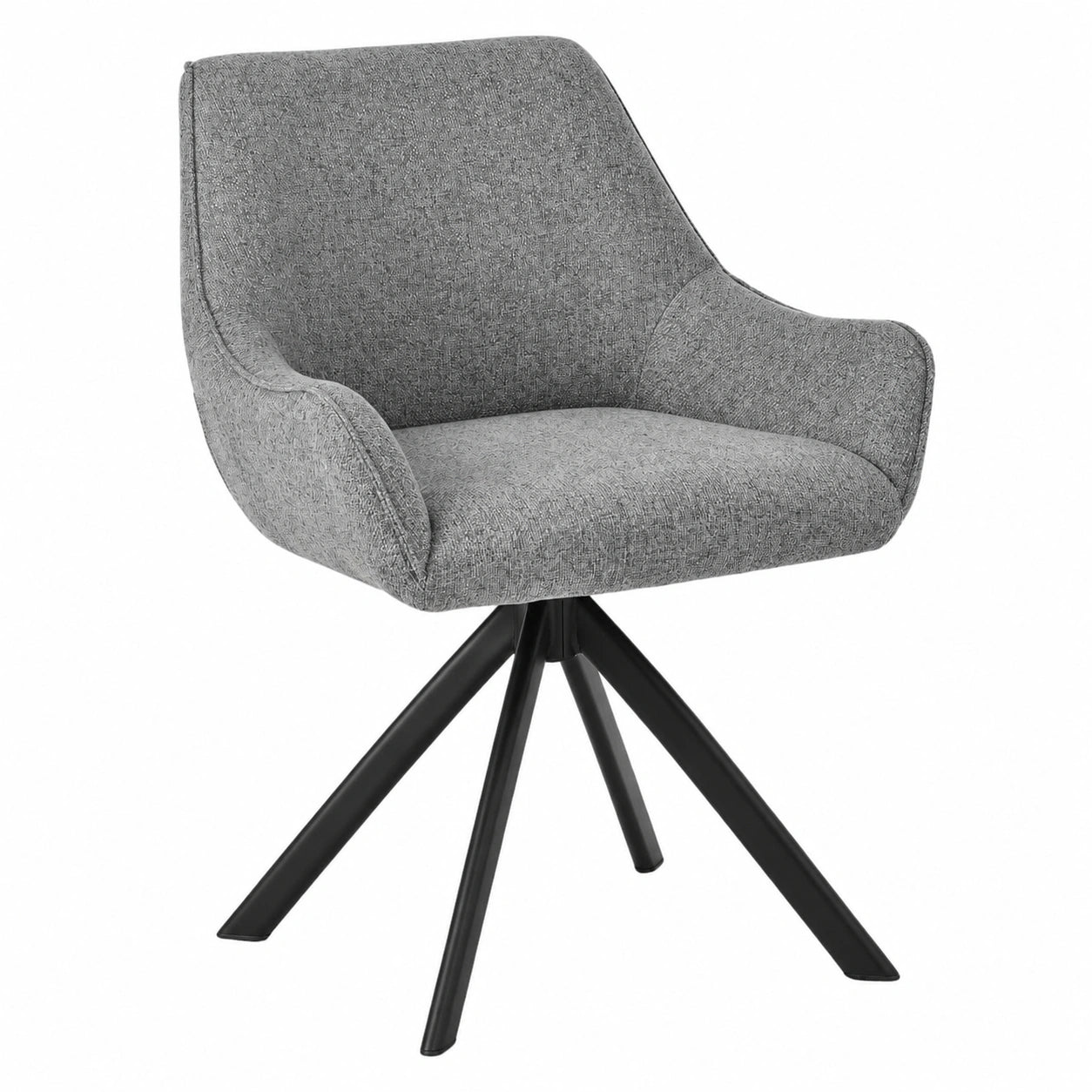 6er Set Drehbare Esszimmerstühle mit Armlehne – Moderne Polsterstühle in Hellgrau mit Metallgestell, 360° drehbar für Esszimmer, Wohnzimmer und Büro