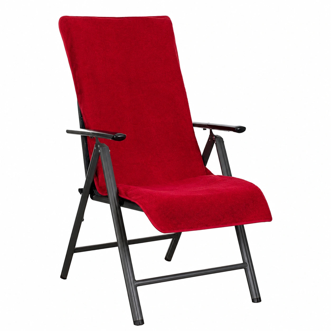 Hochwertiger Frottee-Stuhlbezug 65x130 cm aus 100% Baumwolle - Rutschfest & Waschbar - Öko-Tex Zertifiziert - Rot