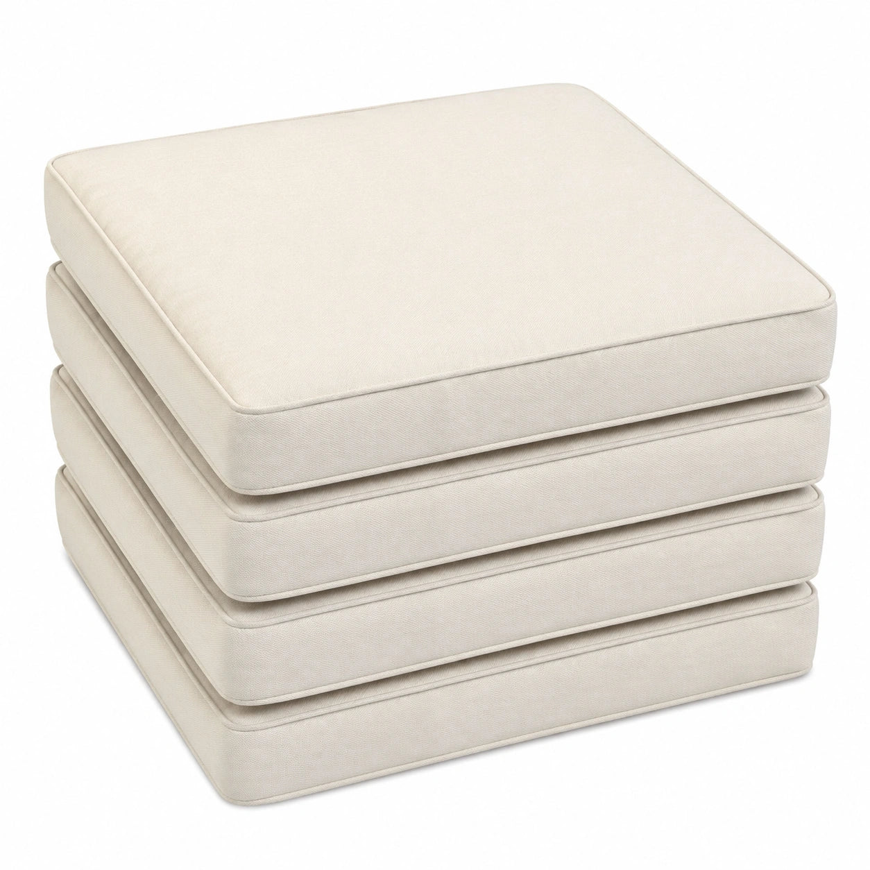 Sunnypillow 4er Set wasserdichte Stuhlkissen, UV-beständig, 45x45x5cm - Sitzpolster für drinnen und draußen, Ecru